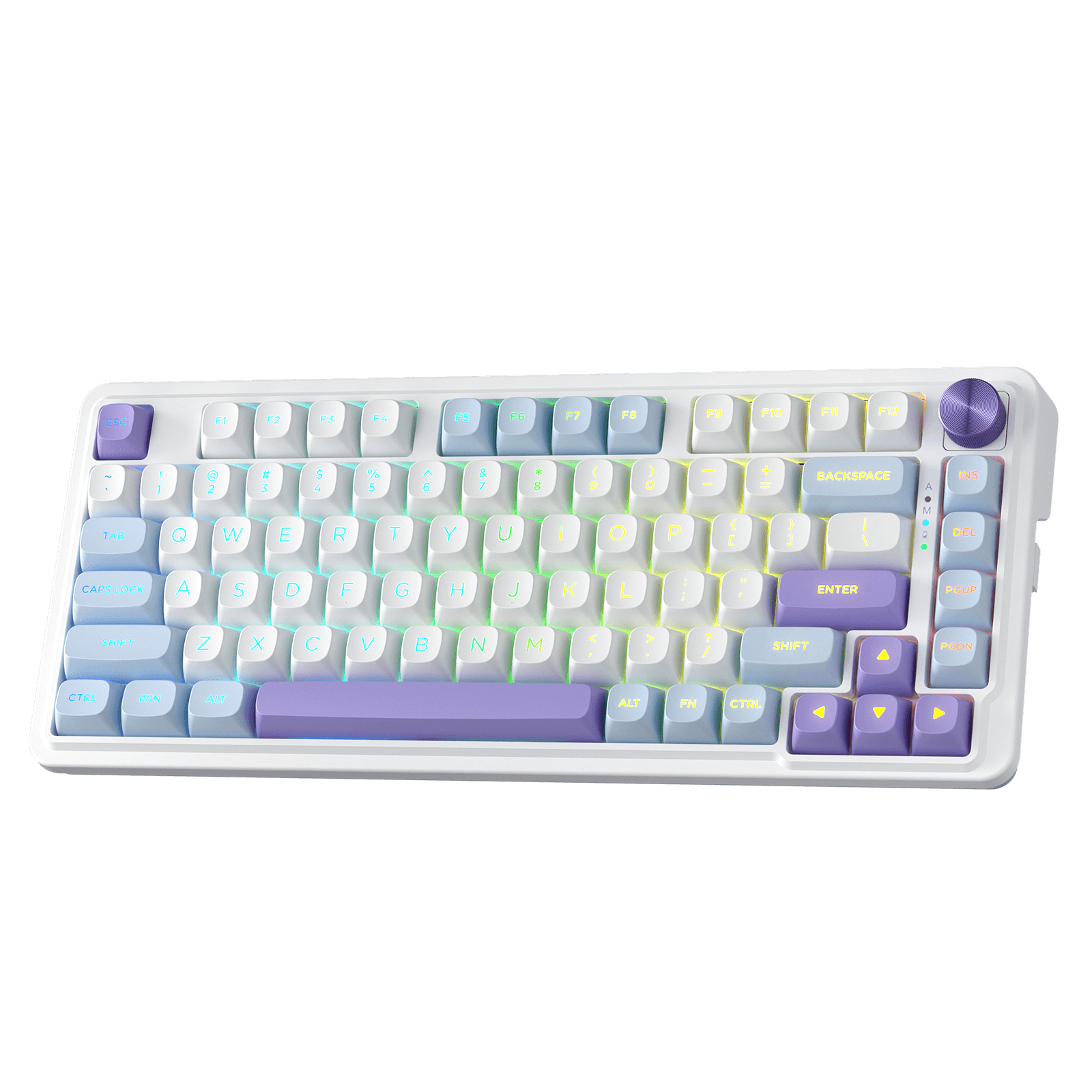 Redragon UCAL MAX K673 MOA Keycaps 75% 81 PBT Keys Hot-Swappable Gaming Keyboard in Moonrise Violet