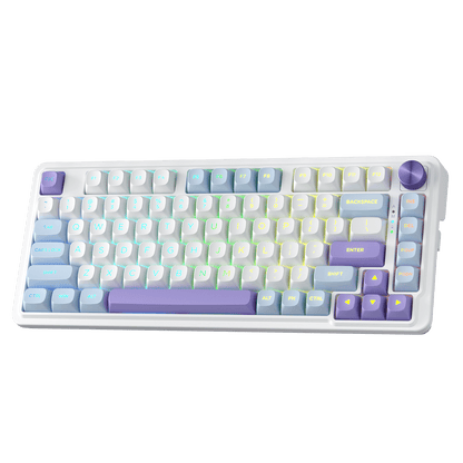 Redragon UCAL MAX K673 MOA Keycaps 75% 81 PBT Keys Hot-Swappable Gaming Keyboard in Moonrise Violet