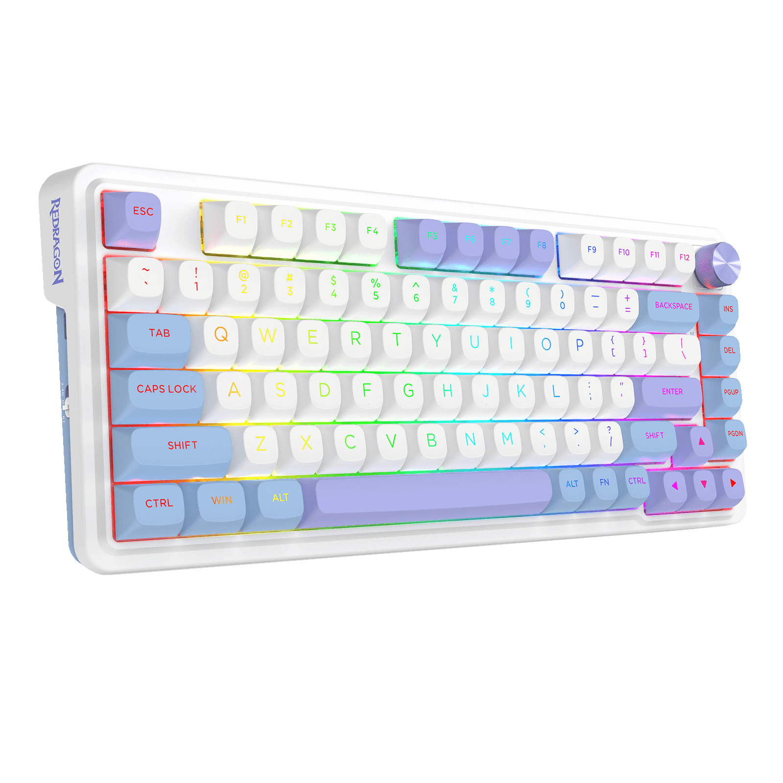 Redragon UCAL MAX K673 MOA Keycaps 75% 81 PBT Keys Hot-Swappable Gaming Keyboard in Moonrise Violet