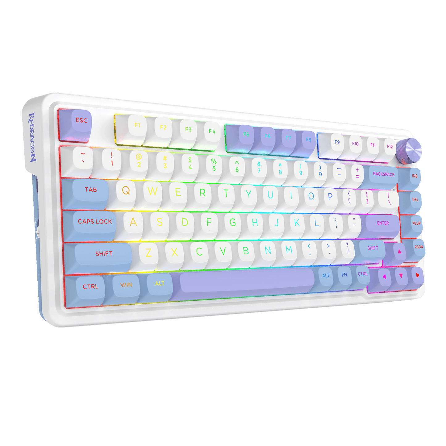 Redragon UCAL MAX K673 MOA Keycaps 75% 81 PBT Keys Hot-Swappable Gaming Keyboard in Moonrise Violet