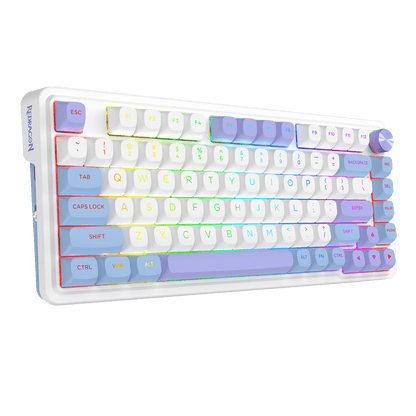 Redragon UCAL MAX K673 MOA Keycaps 75% 81 PBT Keys Hot-Swappable Gaming Keyboard in Moonrise Violet