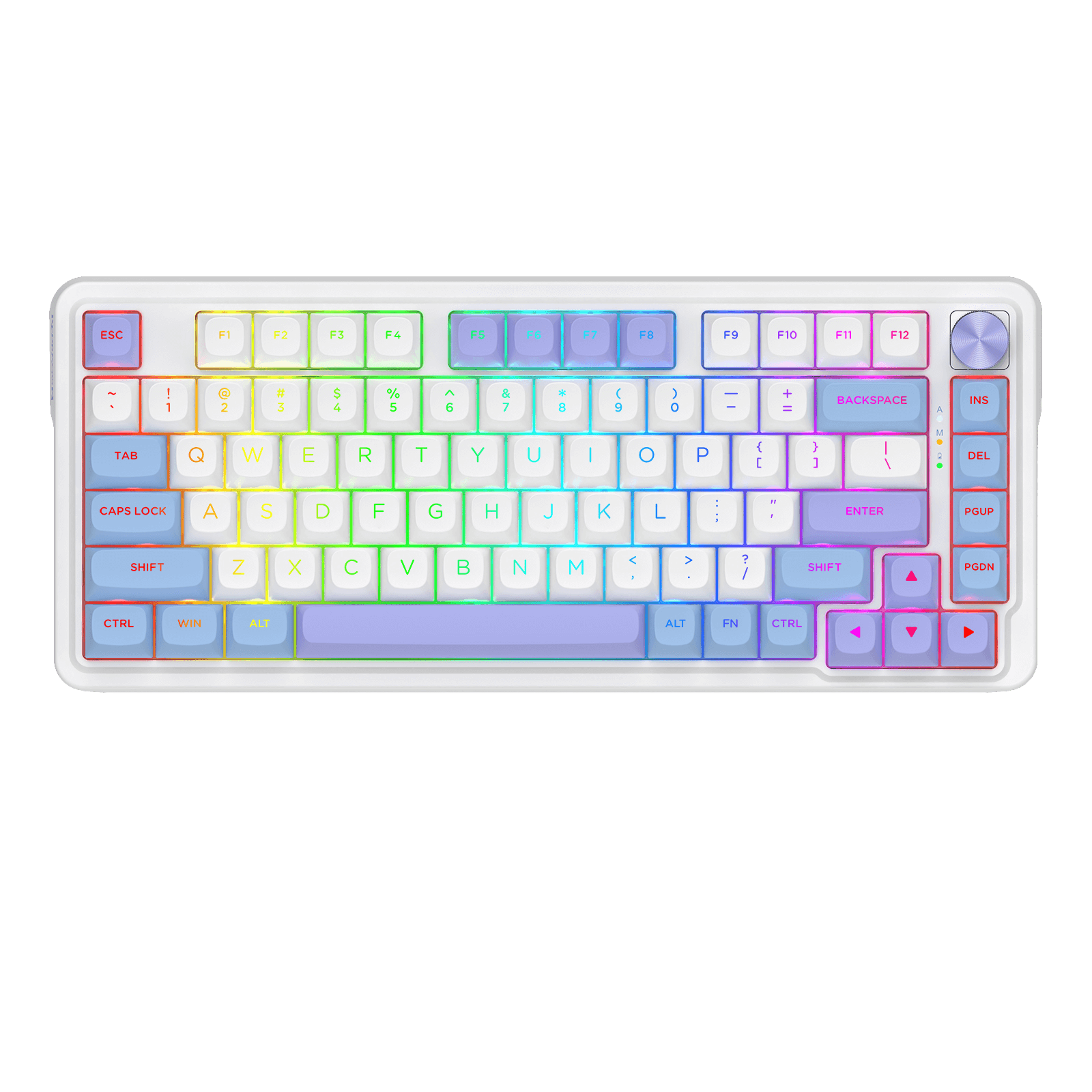 Redragon UCAL MAX K673 MOA Keycaps 75% 81 PBT Keys Hot-Swappable Gaming Keyboard in Moonrise Violet