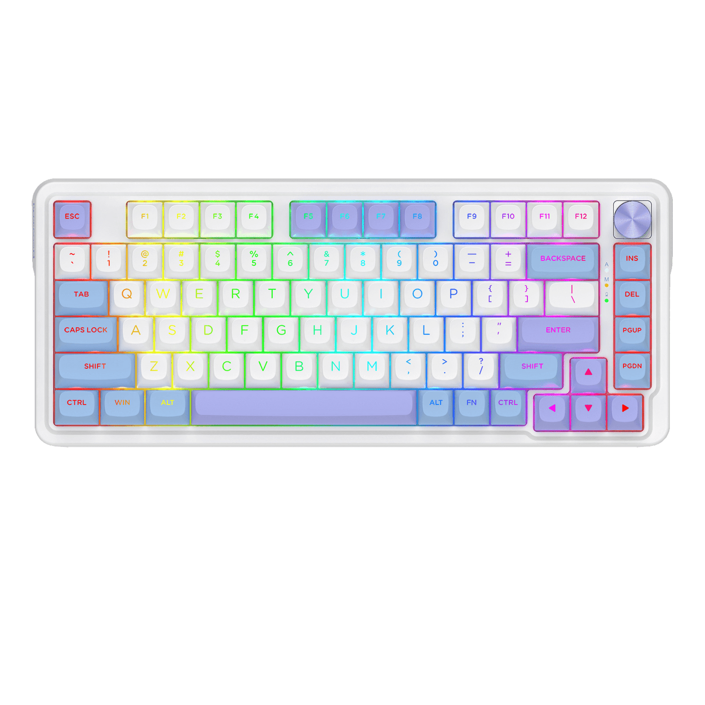 Redragon UCAL MAX K673 MOA Keycaps 75% 81 PBT Keys Hot-Swappable Gaming Keyboard in Moonrise Violet