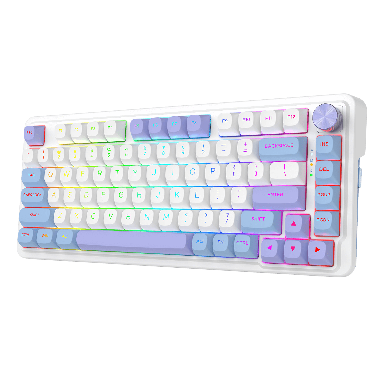 Redragon UCAL MAX K673 MOA Keycaps 75% 81 PBT Keys Hot-Swappable Gaming Keyboard in Moonrise Violet