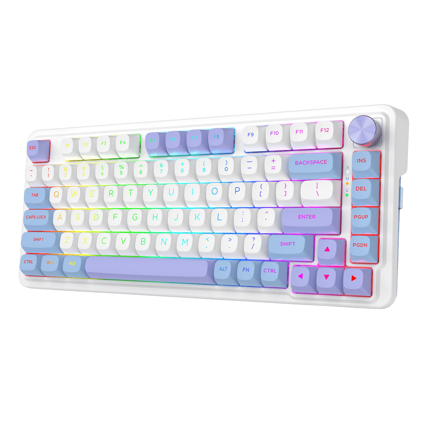 Redragon UCAL MAX K673 MOA Keycaps 75% 81 PBT Keys Hot-Swappable Gaming Keyboard in Moonrise Violet