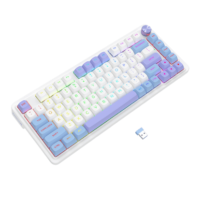 Redragon UCAL MAX K673 MOA Keycaps 75% 81 PBT Keys Hot-Swappable Gaming Keyboard in Moonrise Violet