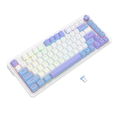 Redragon UCAL MAX K673 MOA Keycaps 75% 81 PBT Keys Hot-Swappable Gaming Keyboard in Moonrise Violet