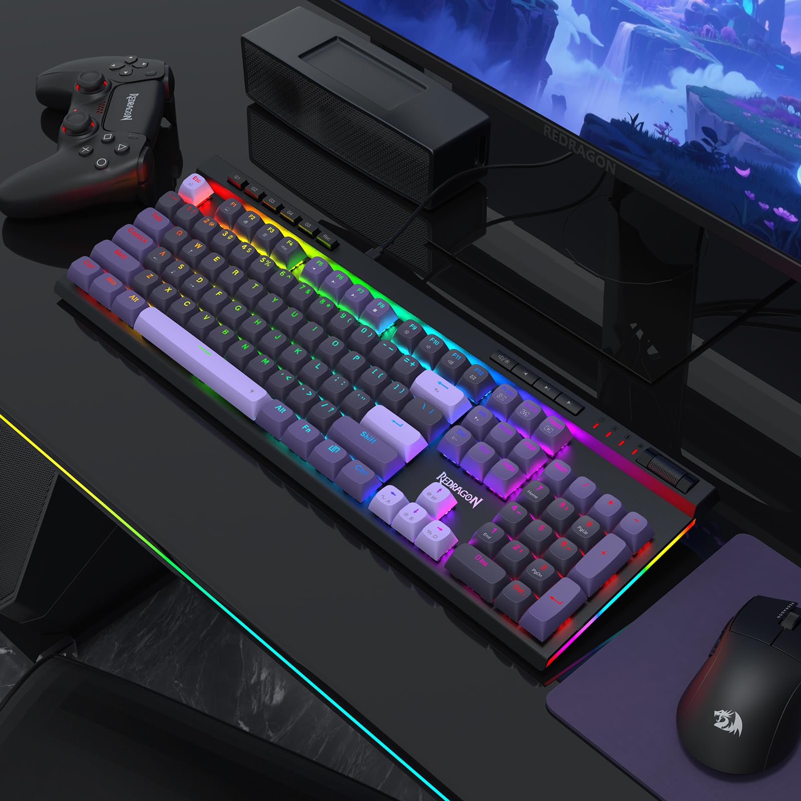 Redragon K580 HE Rapid Trigger Gaming Keyboard, 100% 104 Keys Wired Mechanical Keyboard w/Hyper-Fast Actuation, 8K Hall Effect Magnetic Switch, Dedicated Media Controls, Onboard Macro Recording