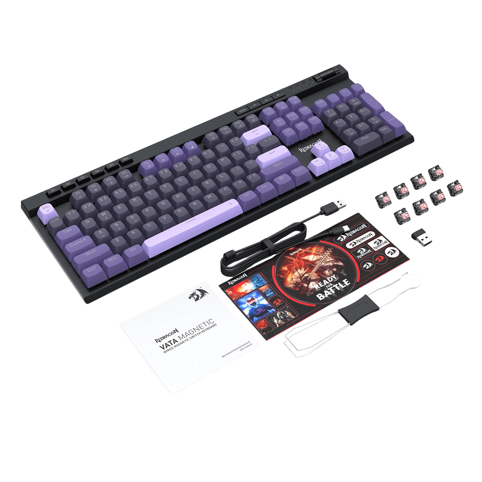 Redragon K580 HE Rapid Trigger Gaming Keyboard, 100% 104 Keys Wired Mechanical Keyboard w/Hyper-Fast Actuation, 8K Hall Effect Magnetic Switch, Dedicated Media Controls, Onboard Macro Recording