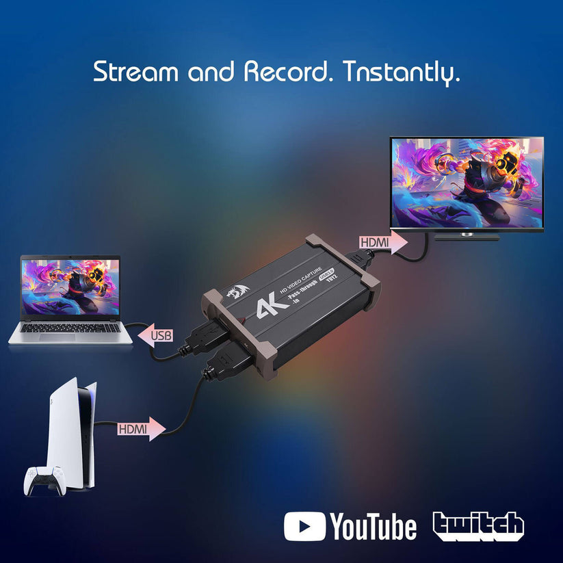 Redragon VC321 4K HDMI Video Capture Card for Game Streaming & Editing ...