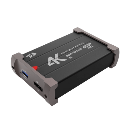 Redragon VC321 4K Video Capture Card, USB 3.0 1080p 60fps Video Capture, 4K HDMI Pass-Through, Zero-Latency Streaming, Compatible with Windows/Mac, Game Capture for PS5, Xbox, NS, DSLR, OBS