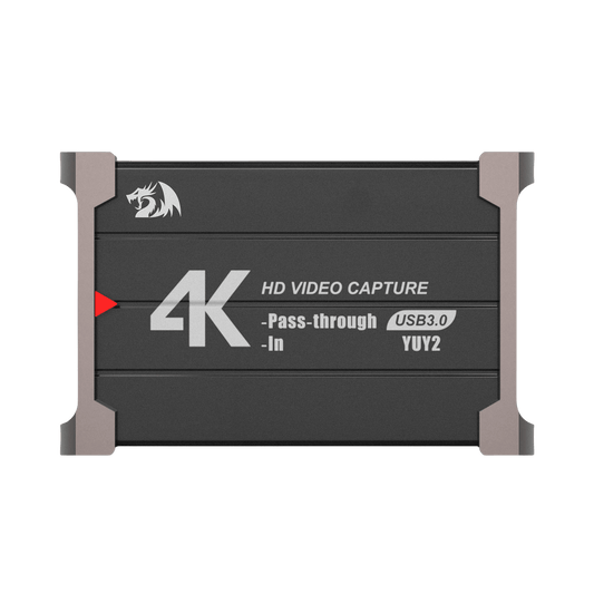 Redragon VC321 4K Video Capture Card, USB 3.0 1080p 60fps Video Capture, 4K HDMI Pass-Through, Zero-Latency Streaming, Compatible with Windows/Mac, Game Capture for PS5, Xbox, NS, DSLR, OBS