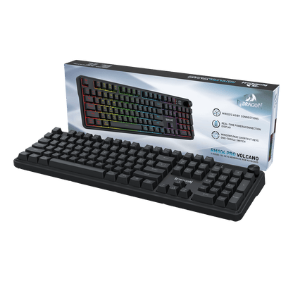 Redragon K526 PRO RGB Wireless Membrane Gaming Keyboard, 104 Keys Mechanical-Feel Keyboard w/LED Info Display, Media/Backlit Knob Control, Smooth Linear Switch & Software Supported