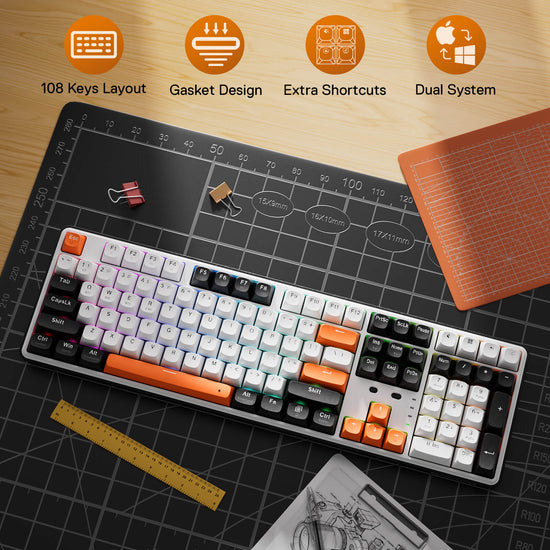 Redragon K689 PRO Wireless Gasket RGB Gaming Keyboard, 104 Keys + Extra 4 Hotkeys Mechanical Keyboard w/Upgraded Hot-swappable Socket, 5-Layer Noise Dampening, Round PBT Keycaps, Custom Linear Switch