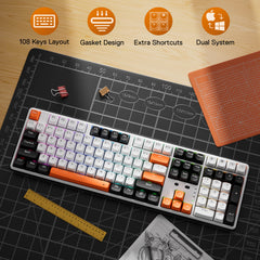 Redragon K689 PRO Wireless Gasket RGB Gaming Keyboard, 104 Keys + Extra 4 Hotkeys Mechanical Keyboard w/Upgraded Hot-swappable Socket, 5-Layer Noise Dampening, Round PBT Keycaps, Custom Linear Switch