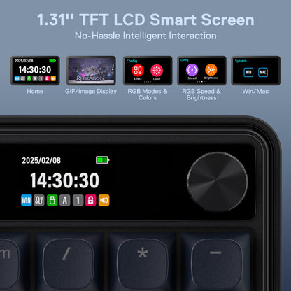 1.31" TFT LCD Smart Screen with various display options on a gray background