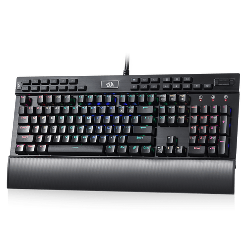 Redragon K550 RGB Gaming Keyboard, 104 Keys + 12 Macro G Keys Wired Mechanical Keyboard w/Aluminum Top Plate, Custom Clicky Purple Switch, Extra USB Port & Wrist Rest| show