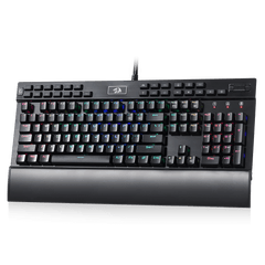Redragon K550 RGB Gaming Keyboard, 104 Keys + 12 Macro G Keys Wired Mechanical Keyboard w/Aluminum Top Plate, Custom Clicky Purple Switch, Extra USB Port & Wrist Rest| show