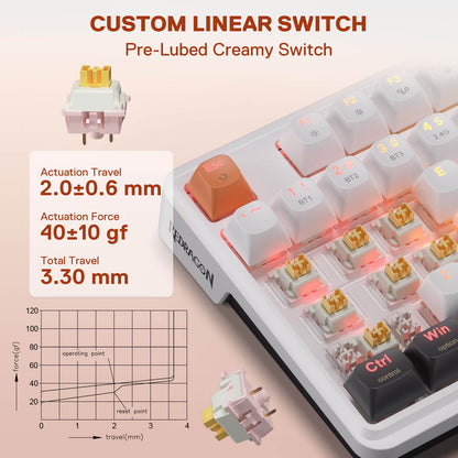Redragon K745 Mechanical Gaming Keyboard – Win&Mac Switch, White & Orange, Custom linear switch 