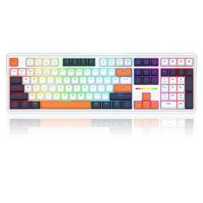 Redragon K745 Mechanical Keyboard,  QWERTY Layout, Full-Size Wired RGB Gaming Keyboard  White & Orange