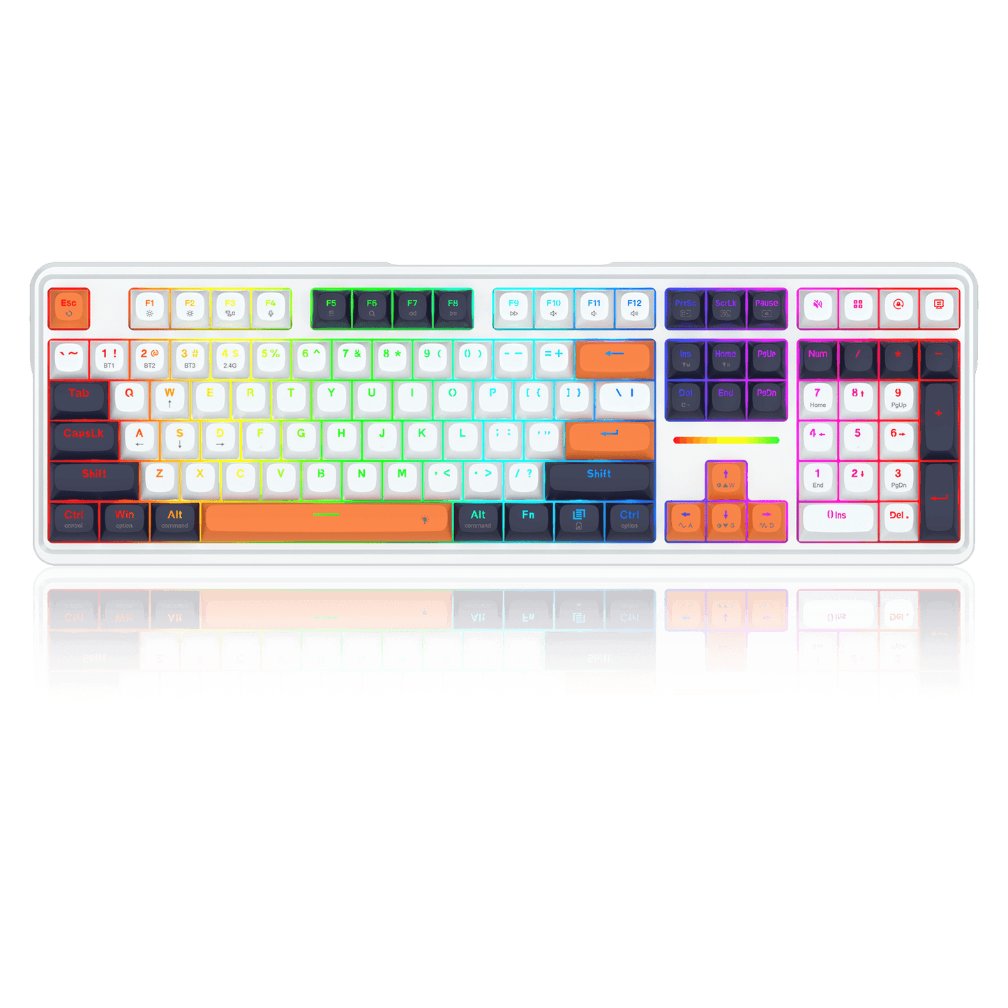 Redragon K745 Mechanical Keyboard,  QWERTY Layout, Full-Size Wired RGB Gaming Keyboard  White & Oran.Orange
