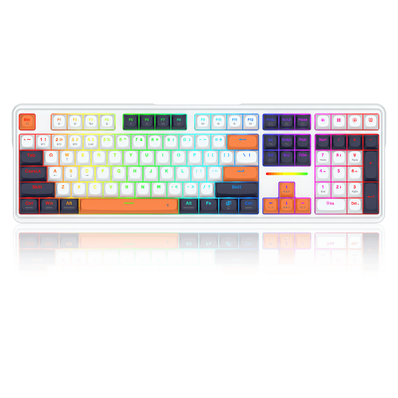 Redragon K745 Mechanical Keyboard,  QWERTY Layout, Full-Size Wired RGB Gaming Keyboard  White & Oran.Orange
