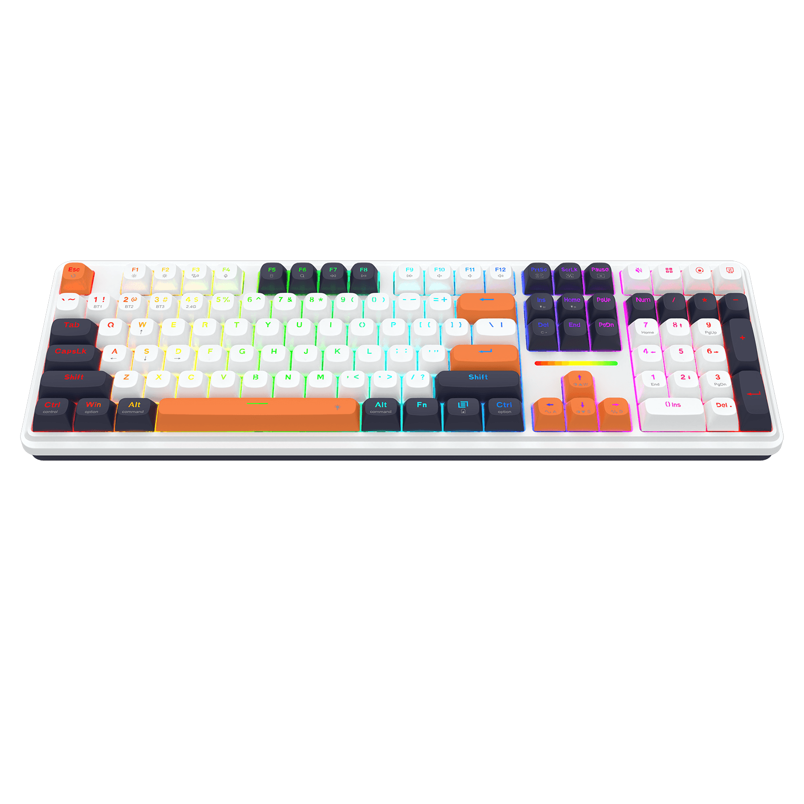 Redragon K745 Mechanical Gaming Keyboard –PBT Keys, White & Orange