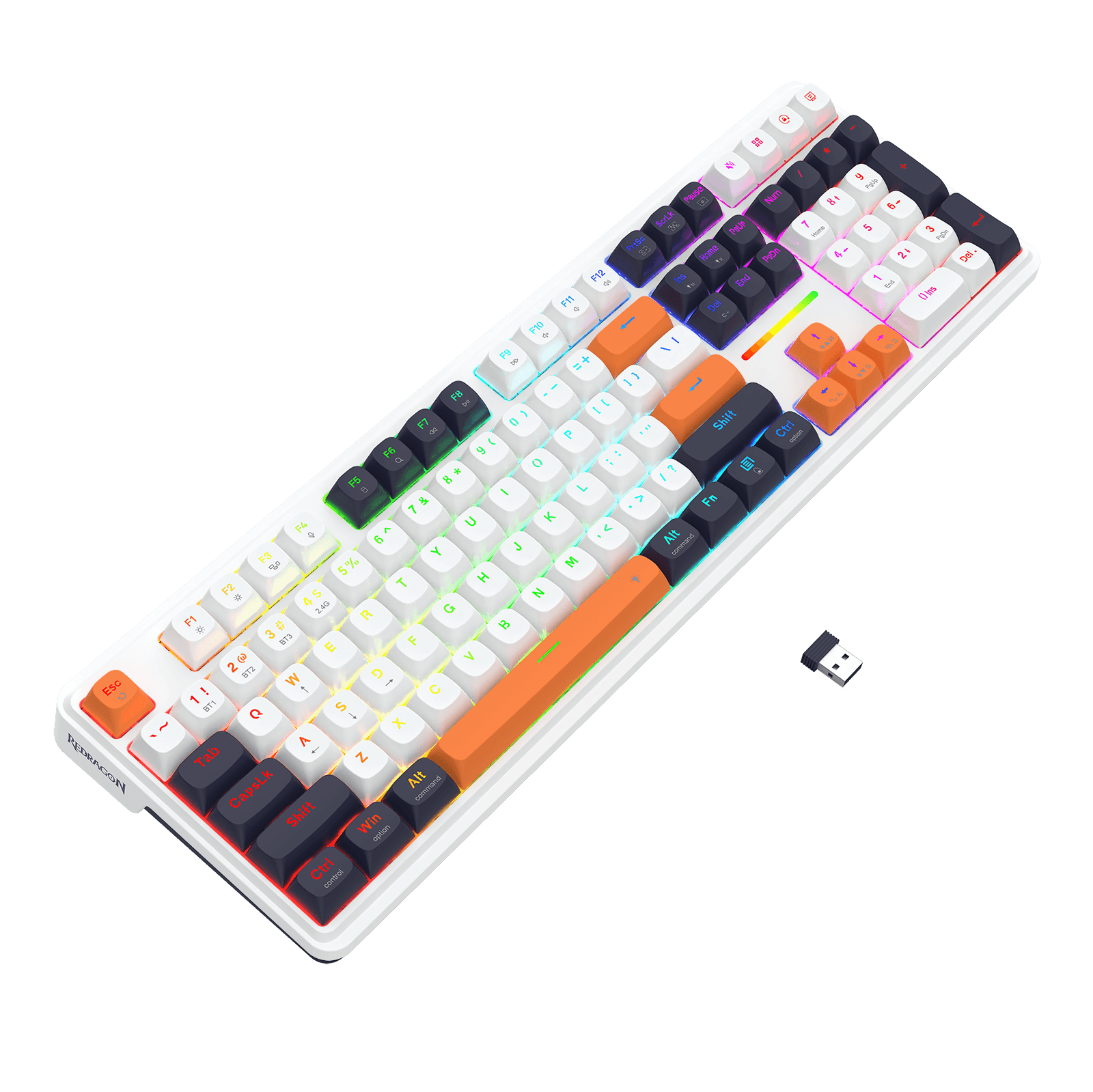 Redragon K745 Mechanical Gaming Keyboard –Custom Linear Switch, White & Orange
