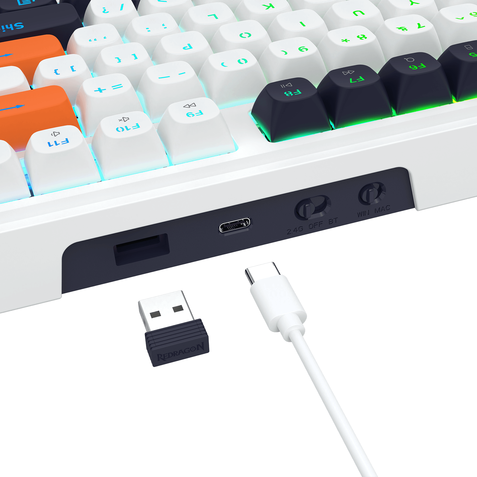 Redragon K745 Mechanical Gaming Keyboard – Win&Mac Switch, White & Orange