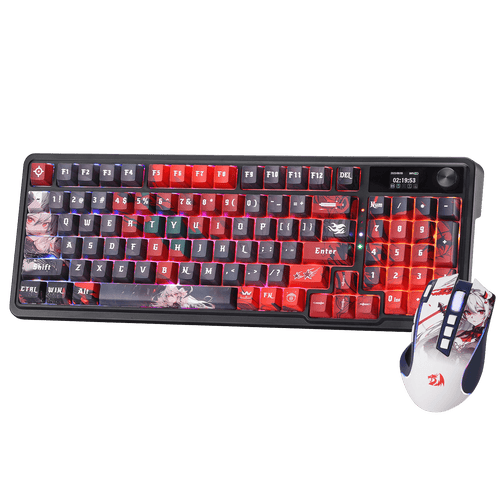 REDRAGON CB202AK Keyboard & Mouse, RGB, 2.4Ghz/BT/Wired, Dragon Chant Switches, Black