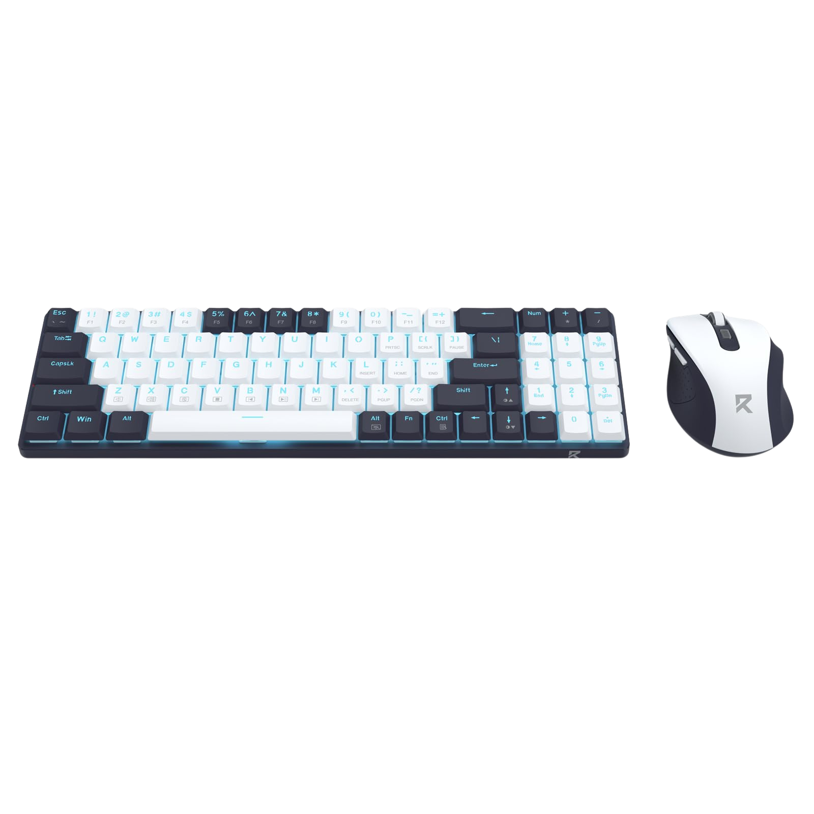 Redragon BS8773 Wireless Keyboard and Mouse Combo, 78 Keys 2.4Ghz Wireless Low-Profile Mechanical Red Switch Keyboard w/Slim Compact Design & Single Blue Backlit, Comfort Grip 2400 DPI Max Mouse | show
