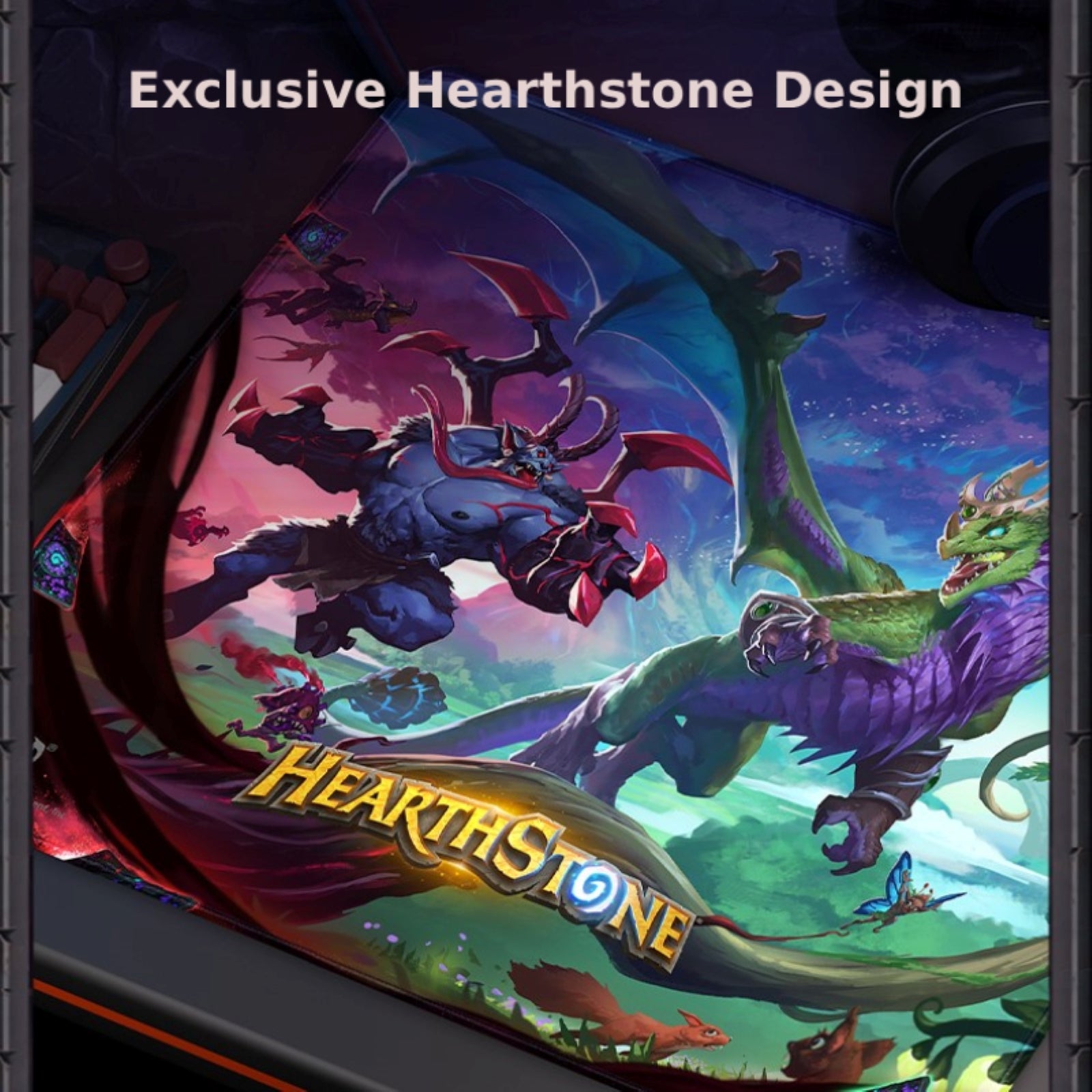 Hearthstone Emerald Dream-themed mouse pad on the desktop