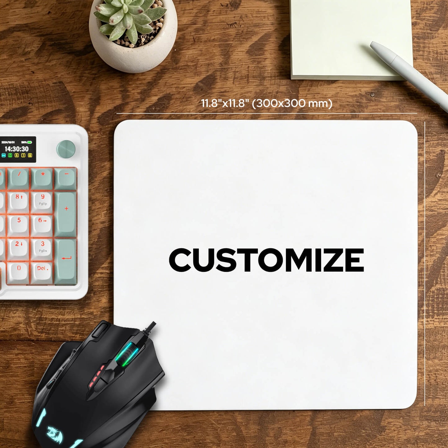 Custom  Mouse Pad,Tempered Glass Material, Office & Home, Non-slip rubber base, Special Glass Surface for Top Accuracy and Speed, Easy to Clean, 11.8*11.8Inch 