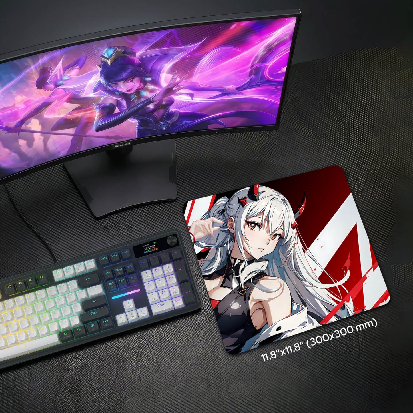 Custom  Mouse Pad,Tempered Glass Material, Office & Home, Non-slip rubber base, Special Glass Surface for Top Accuracy and Speed, Easy to Clean, 11.8*11.8Inch 