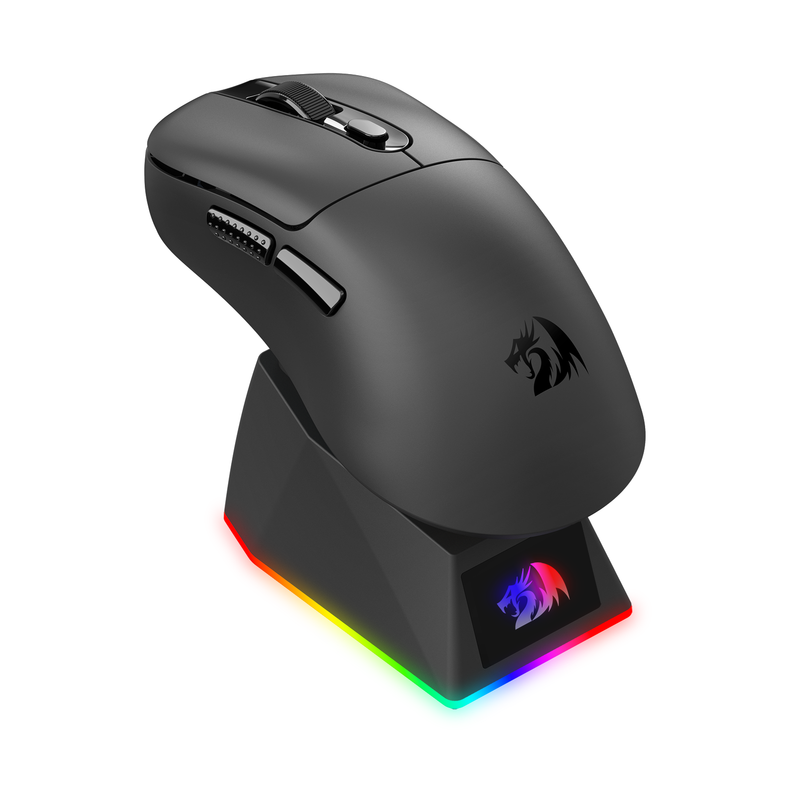 Redragon M998 Lightweight Wireless Gaming Mouse with RGB Magnetic Charging Dock, BT/2.4G Wireless/Wired Optical Mice, 24000 DPI, 5 Programmable Buttons for PC/Mac, Black