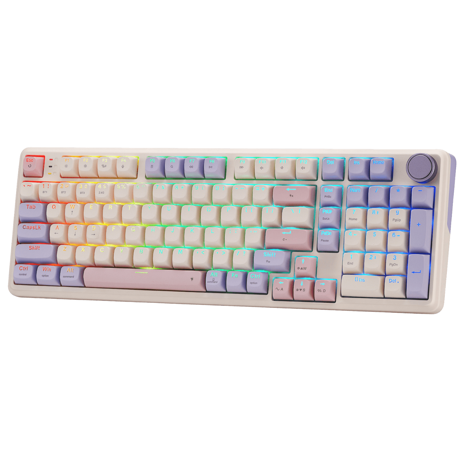 Redragon K768 PRO 100 Keys Wireless Gasket RGB Gaming Keyboard, Massive 8000 mAh PBT Mechanical Keyboard w/Hot-Swap Socket, Dedicated Knob Control & 5-Layer Noise Dampening, Custom Yolk Linear Switch | show