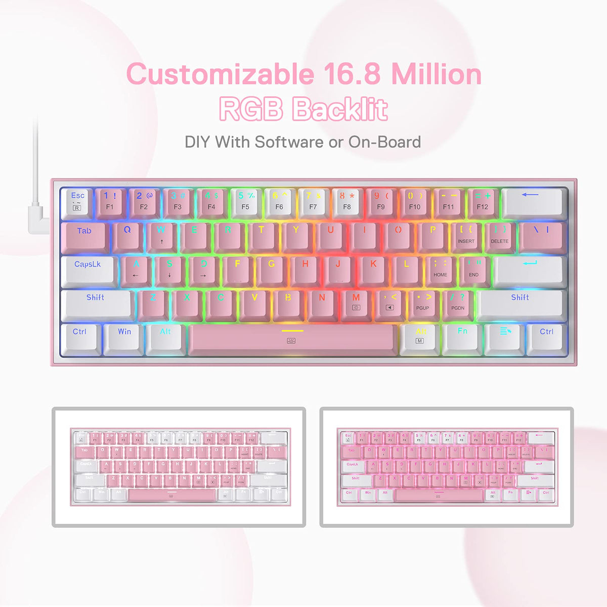 Clavier mécanique FIZZ K617 60 Blanc et Rose , image 7 of 12 - enlarged view
