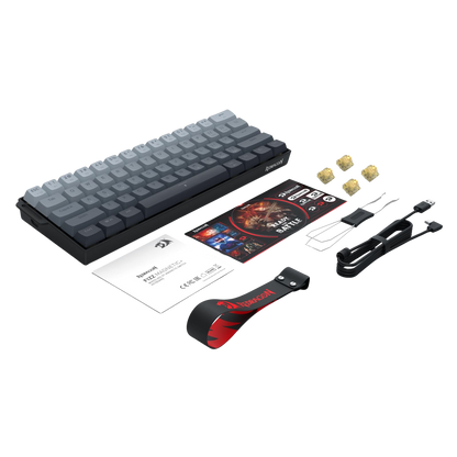 Redragon K617 HE Rapid Trigger Gaming Keyboard, 60% 61 Keys Wired Mechanical Keyboard w/Adjustable Hyper-Fast Actuation, Dedicated Hall Effect Magnetic Switch, PBT Gradient Keycap Strap Version