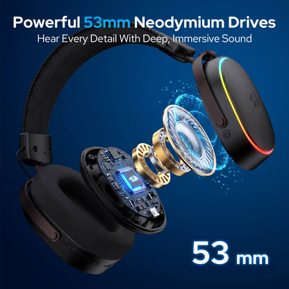 Redragon H831 4-Mode Wireless Gaming Headset, 53mm Drivers