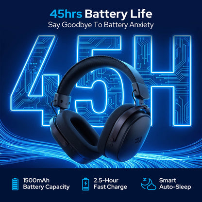 Redragon H831 4-Mode Wireless Gaming Headset, 53mm Drivers, 45Hr+ Battery
