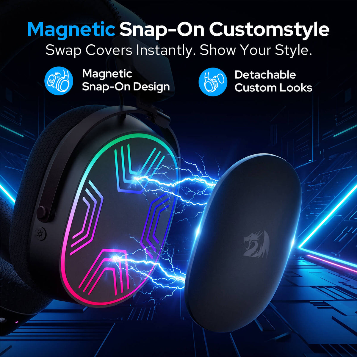 Redragon H831 4-Mode Wireless Gaming Headset, , Detachable Mic with Voice Monitoring