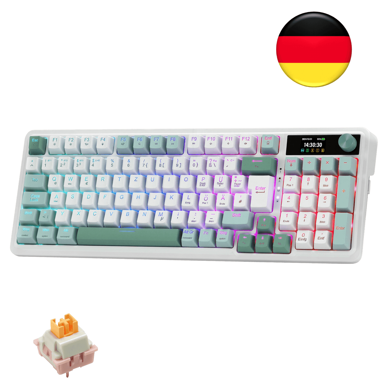 Redragon K719 PRO QWERTZ Kabellose Gasket Gaming‑Tastatur 96%‑Layout
Hot‑Swap Yolk‑Linear‑Schalter TFT‑Display GIF‑Support Drehknopf USB‑C / BT / 2,4GHz 5‑lagige Geräuschdämpfung PRO‑Software
