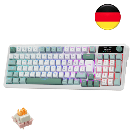 Redragon K719 PRO QWERTZ Kabellose Gasket Gaming‑Tastatur 96%‑Layout
Hot‑Swap Yolk‑Linear‑Schalter TFT‑Display GIF‑Support Drehknopf USB‑C / BT / 2,4GHz 5‑lagige Geräuschdämpfung PRO‑Software