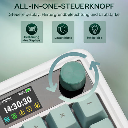 Redragon K719 PRO QWERTZ Kabellose Gasket Gaming‑Tastatur 96%‑Layout
Hot‑Swap Yolk‑Linear‑Schalter TFT‑Display GIF‑Support Drehknopf USB‑C / BT / 2,4GHz 5‑lagige Geräuschdämpfung PRO‑Software