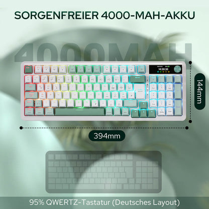 Redragon K719 PRO QWERTZ Kabellose Gasket Gaming‑Tastatur 96%‑Layout, 4000Mah
