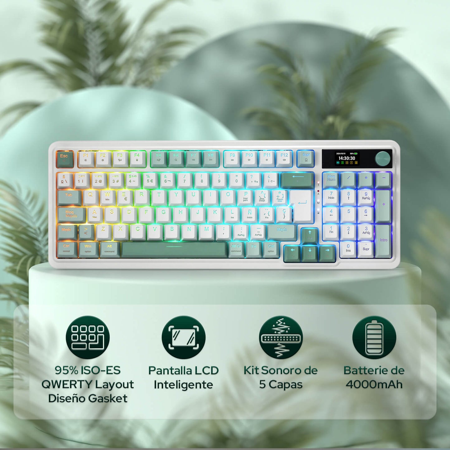 Teclado mecánico REDRAGON K719, distribución ES, 
