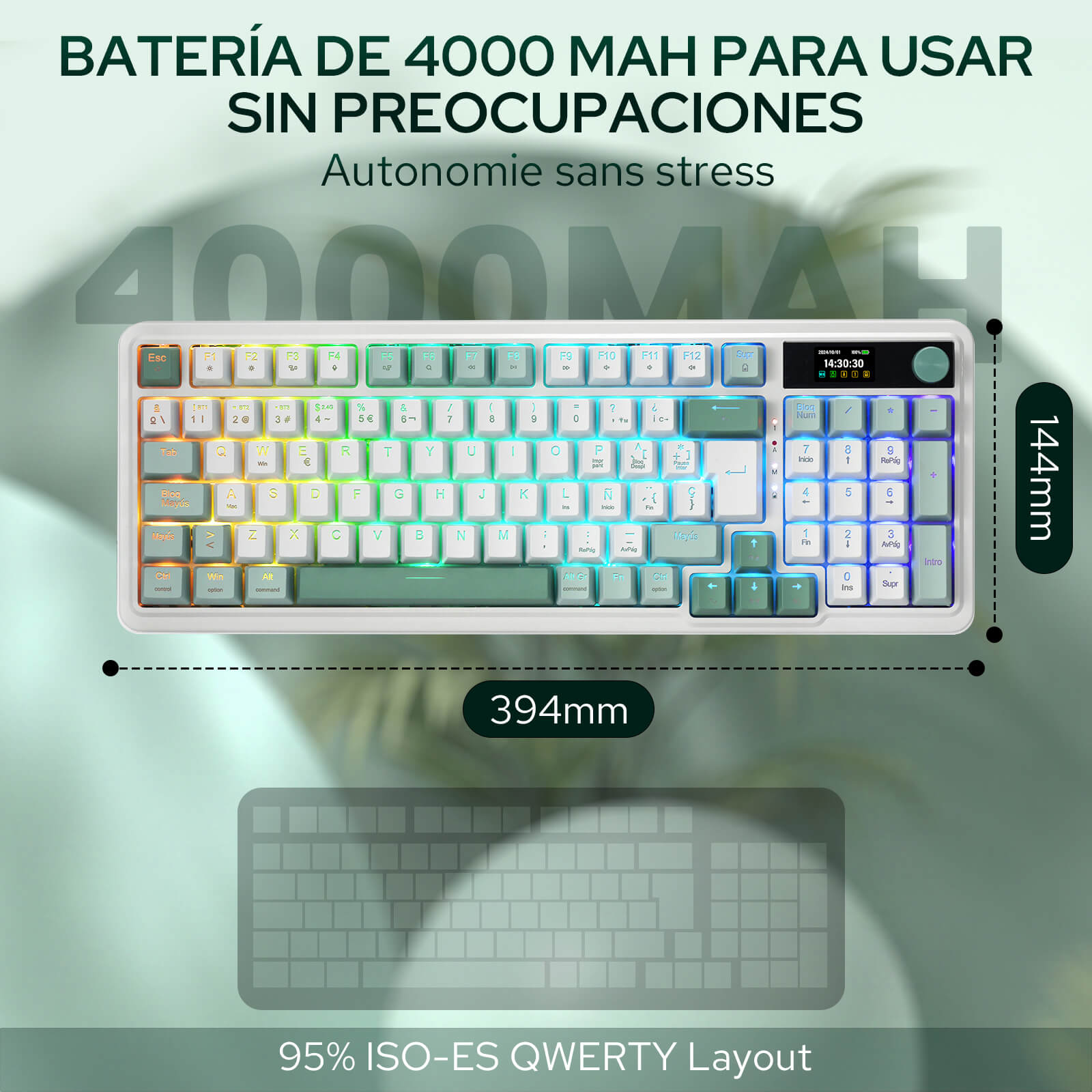 Teclado mecánico REDRAGON K719, distribución ES, 4000 mAh