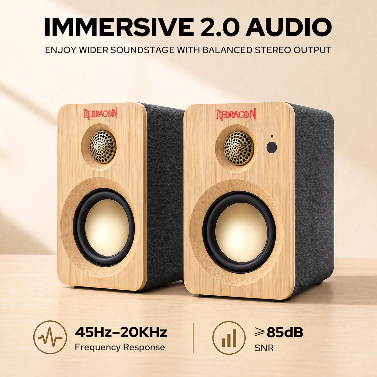 Redragon GS818 Multimedia Speaker, 60W Peak 2.0 Desktop Computer Speakers