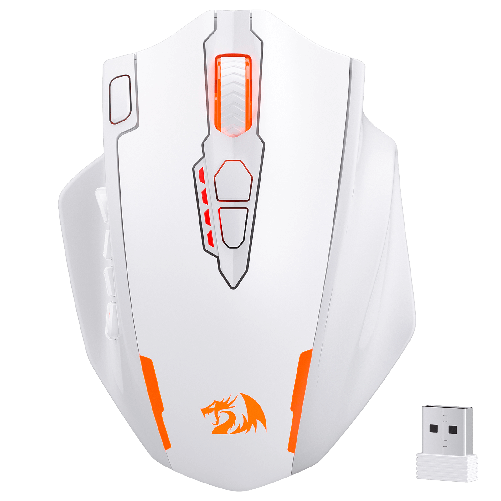 Redragon M913 MAX Wireless Gaming Mouse, 26000 DPI MMO Optical Mouse with 16 Programmable Buttons, BT & 2.4G Wireless, Software Supports DIY Keybinds, White | show