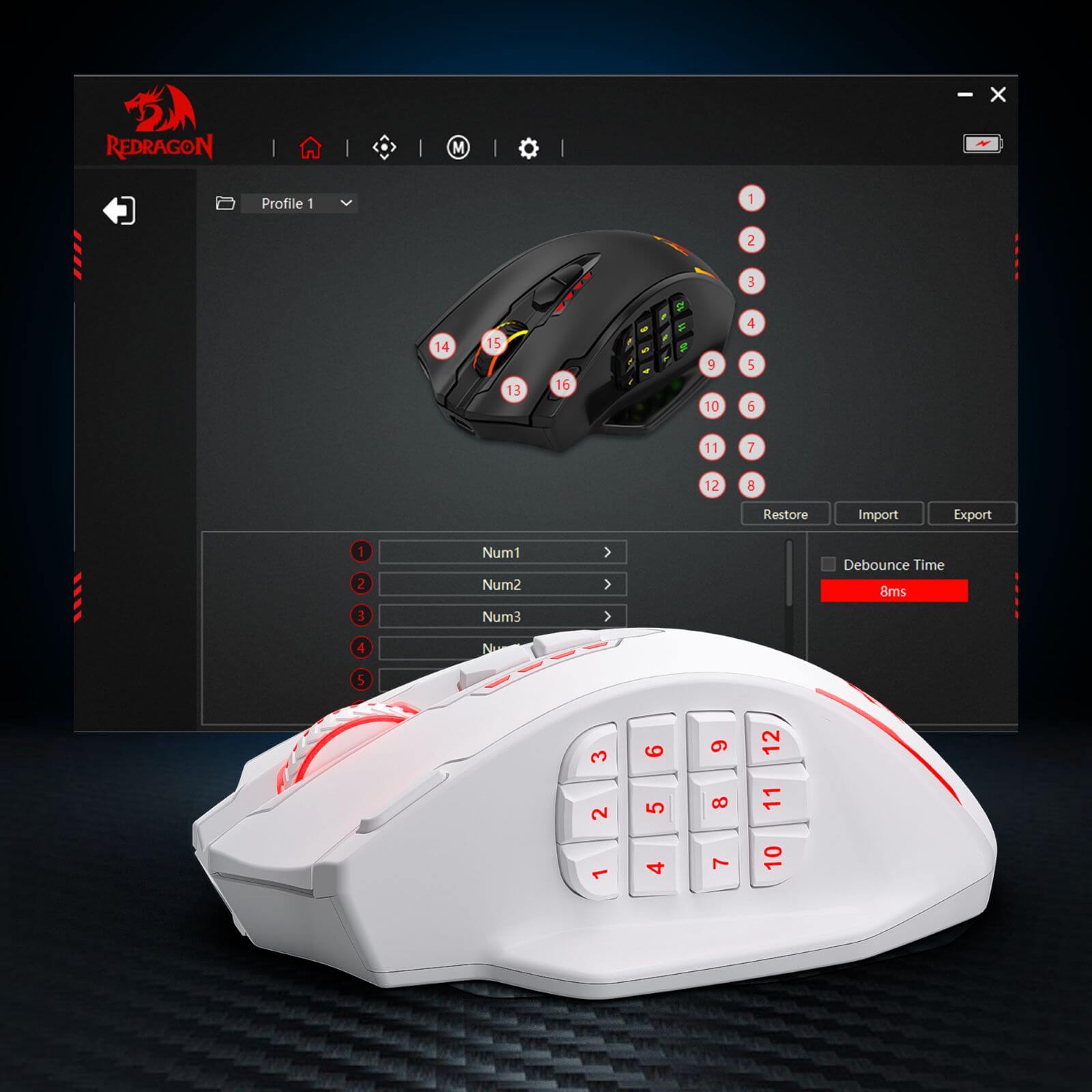 Redragon RGB Wireless Gaming Mouse Impact Elite M913 | 20